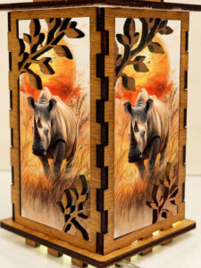 Rhino Sunset Wooden Night Lamp - Animal Light Home Deco - Image 5