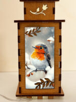 Robin Bird Wooden Night Lamp, Animal Glowing Light Home Deco - Image 3