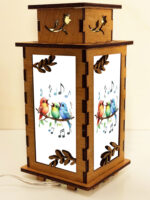 Singing Birds Wooden Night Lamp, Bird Glowing Light Home Deco - Image 2