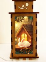 Sleeping Bunny Wooden Night Lamp - Animal Light Home Deco - Image 5