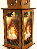 Sleeping Bunny Wooden Night Lamp - Animal Light Home Deco - Image 3