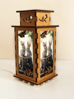 Two Bunnies Wooden Night Lamp - Rabbit Light Home Deco - Image 4