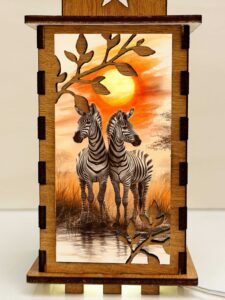 Zebra Sunset Wooden Night Lamp - Animal Light Home Deco - Image 4