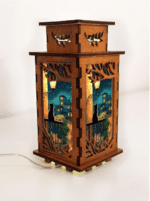 Cat On The Balcony Night Lamp Lantern – Handmade Wooden USB Lantern